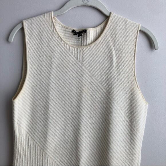 THEORY Irelia Geometic-Knit Sleeveless Ivory White Dress Women's Size M - Picture 7 of 11